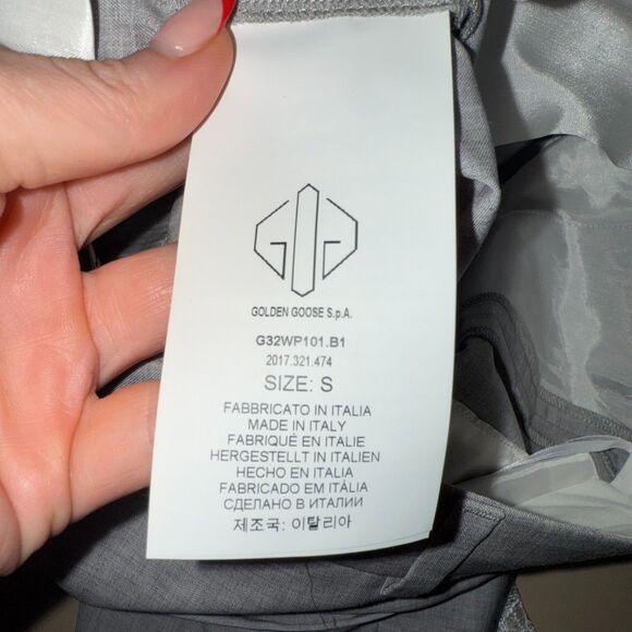 Golden Goose Deluxe Brand Venezia Lace Inset With Fringe Pant - Gray/Ivory S - Picture 8 of 9